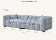 Aluxo Tribeca 4 Seater Sofa in Pearl Boucle Fabric - Furniture One Shop