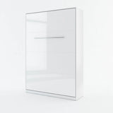 CP-01 Vertical Wooden Wall Double Bed in Gloss White 140cm