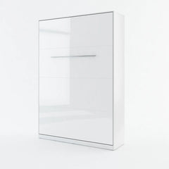 CP-01 Vertical Wooden Wall Double Bed in Gloss White 140cm