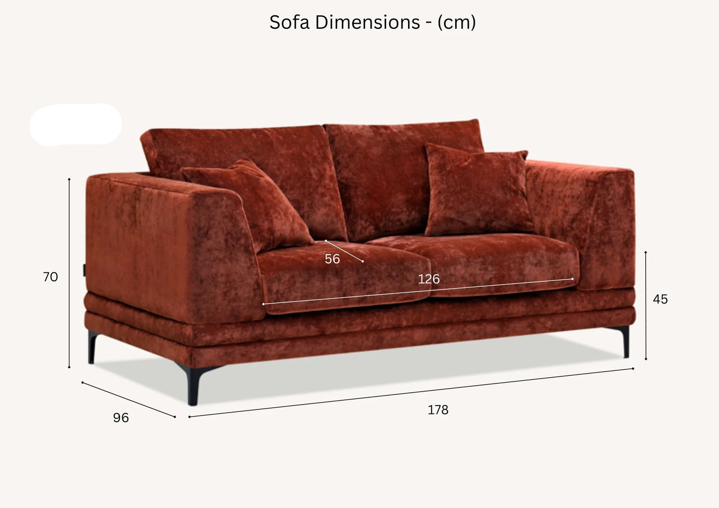 Aluxo Lenox 2 Seater Sofa in Rust Velvet