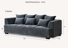 Aluxo Gramercy 3 Seater Sofa in Steel Velvet - Furniture One Shop