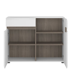 Chelsea Living 1 drawer 2 door sideboard in white with an Truffle Oak Trim - Furniture One Shop