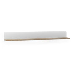 Chelsea Living Wall Shelf in white with an Truffle Oak Trim - Furniture One Shop