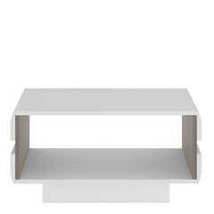 Chelsea Wooden Small Coffee Table in White with Truffle Oak Trim - Furniture One Shop