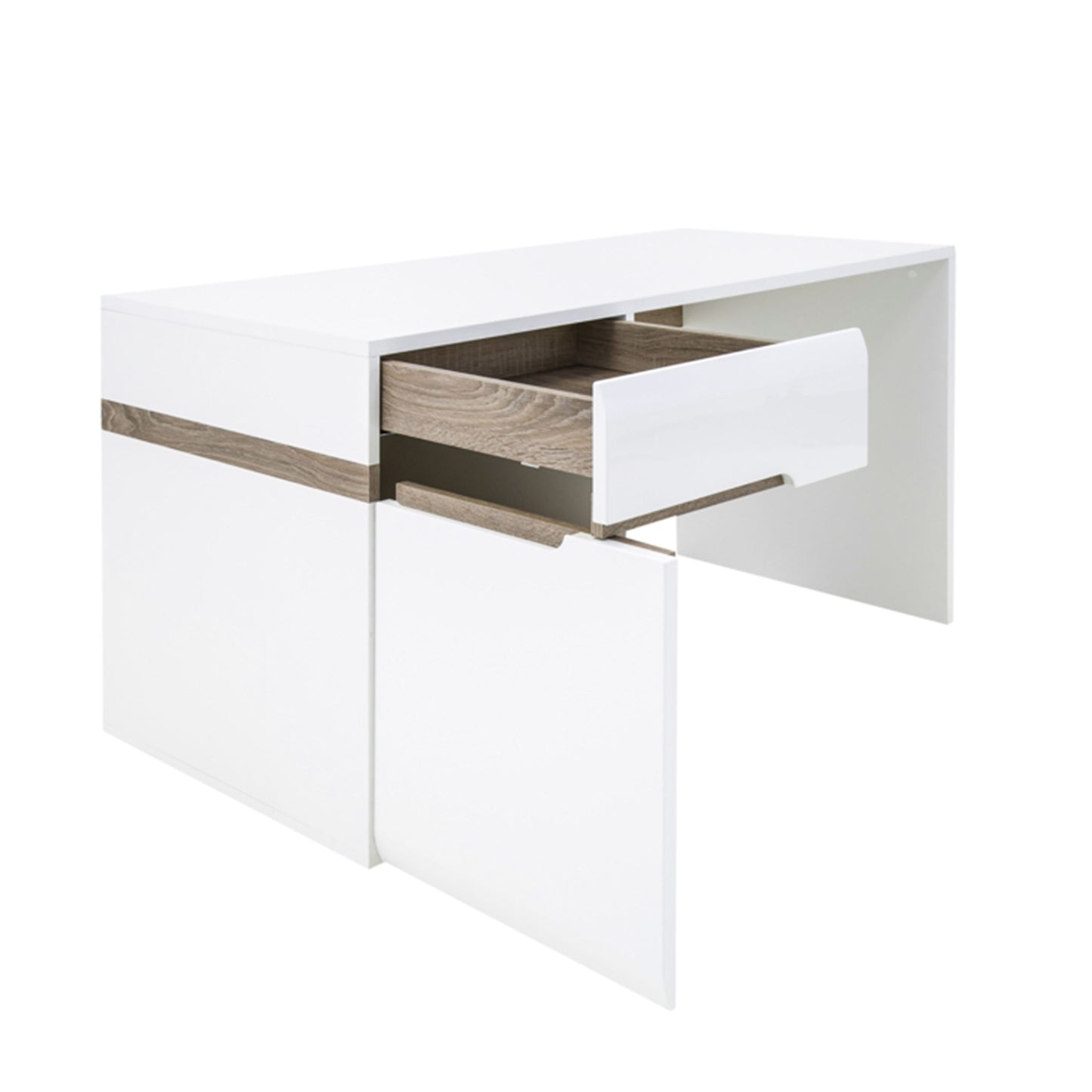 Chelsea Wooden Desk/Dressing Table in White with Truffle Oak Trim