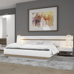 Chelsea Bedroom Bedside Extension for bed in white with an Truffle Oak Trim - Furniture One Shop