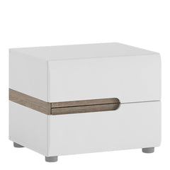 Chelsea Wooden 2 Drawer Bedside in White with Truffle Oak Trim - Furniture One Shop
