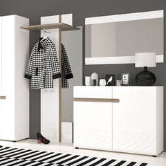 Chelsea Living 1 drawer 2 door sideboard in white with an Truffle Oak Trim - Furniture One Shop