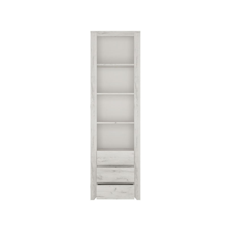 Angel Tall Narrow 4 Shelves 3 Drawers Bookcase