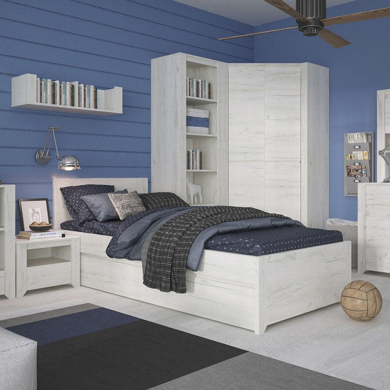 Angel Tall Narrow 4 Shelves 3 Drawers Bookcase