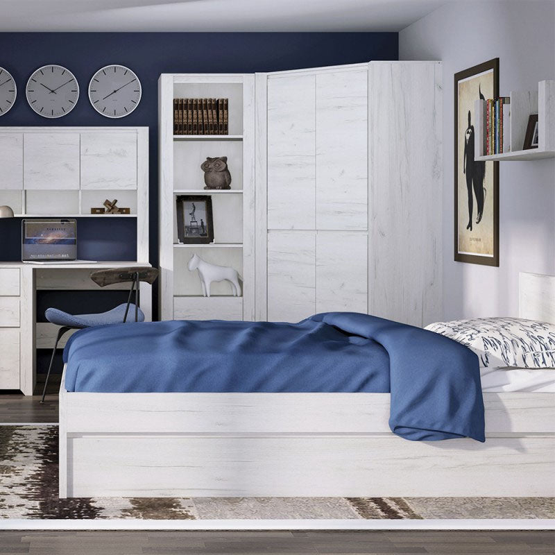 Angel Tall Narrow 4 Shelves 3 Drawers Bookcase