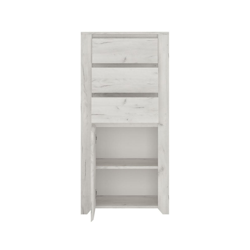 Angel Wooden Narrow 1 Door 3 Drawers Chest of Drawers
