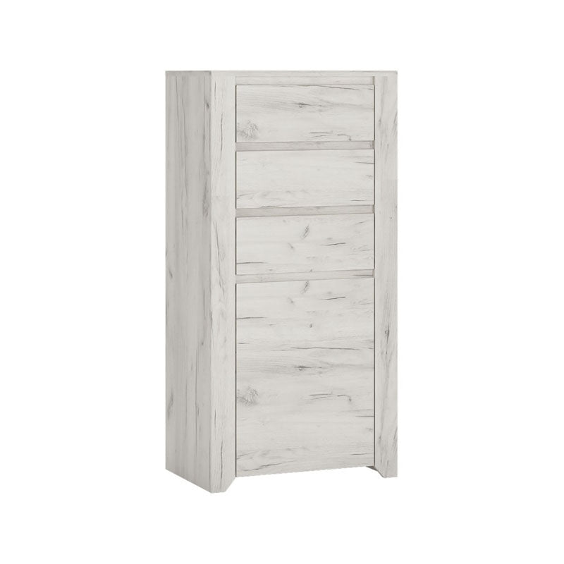 Angel Wooden Narrow 1 Door 3 Drawers Chest of Drawers