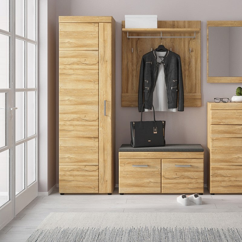 Cortina Tall Left Handed Storage Cabinet in Grandson Oak