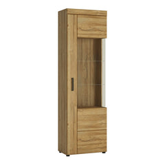 Cortina Tall Right Handed Display Cabinet in Grandson Oak - Furniture One Shop