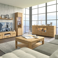 Cortina Tall Left Handed Display Cabinet in Grandson Oak - Furniture One Shop