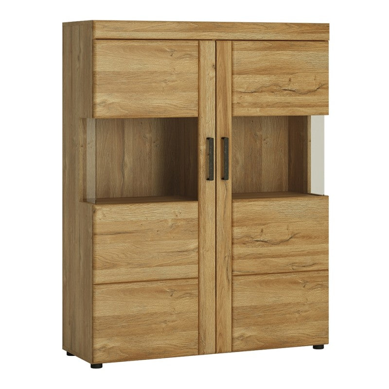 Cortina Low Wide 2 Doors Display Cabinet in Grandson Oak