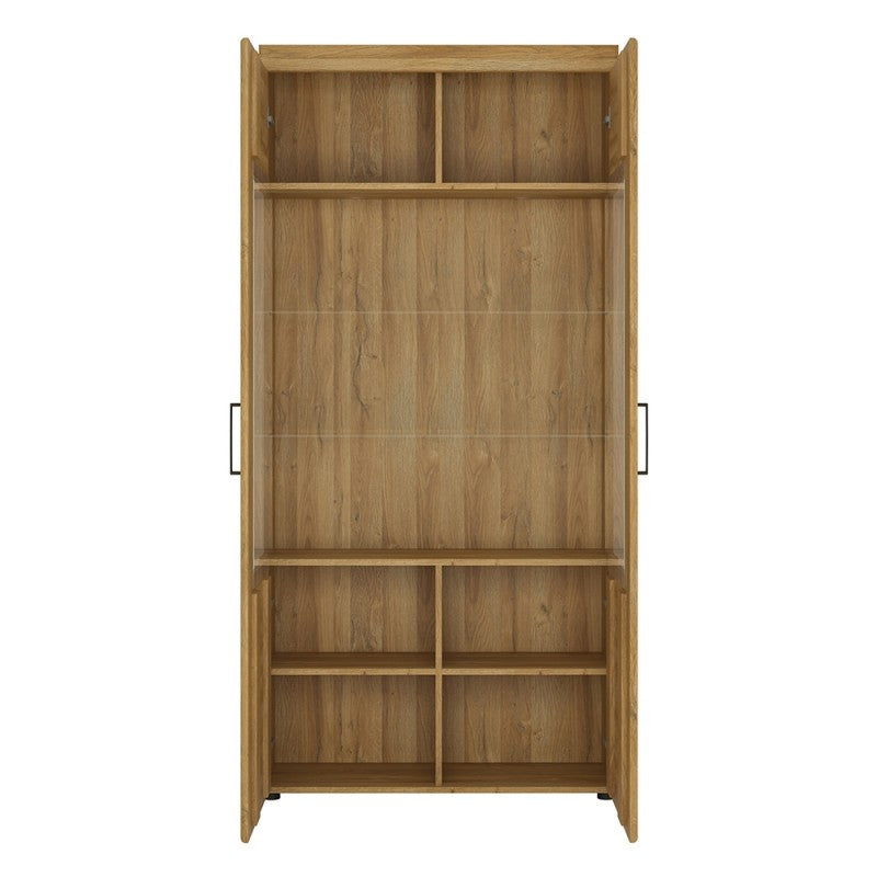 Cortina Tall Wide 2 Doors Display Cabinet in Grandson Oak