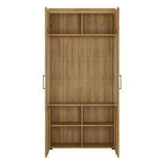Cortina Tall Wide 2 Doors Display Cabinet in Grandson Oak - Furniture One Shop