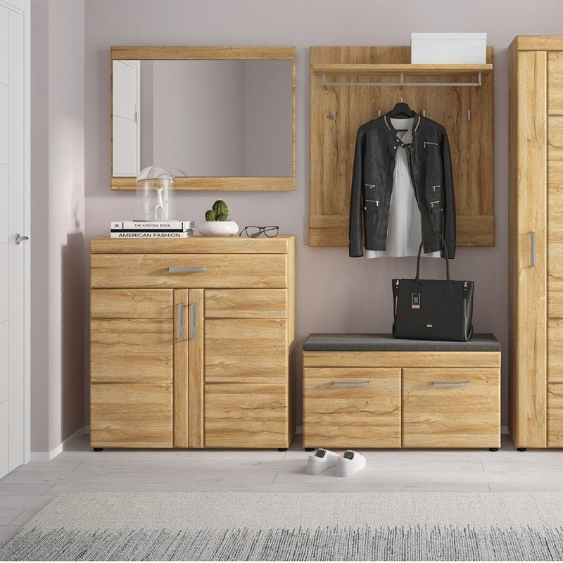 Cortina Wooden 2 Doors Shoe Storage Cabinet in Grandson Oak