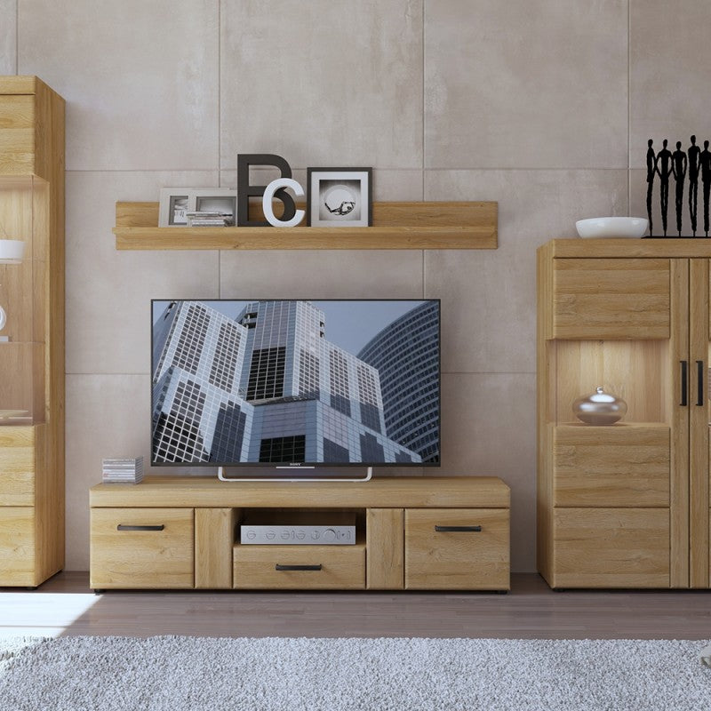Cortina Wooden 2 Doors 1 Drawer Wide TV Stand in Grandson Oak
