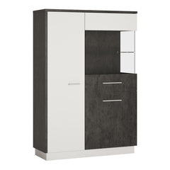 Zingaro Right Handed Low Wooden Display Cabinet in Slate Grey and Alpine White - Furniture One Shop