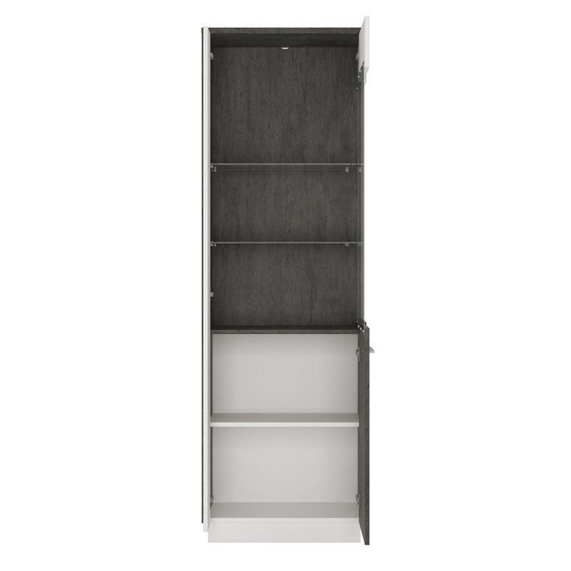 Zingaro Right Handed Glass Display Cabinet in Slate Grey and Alpine White