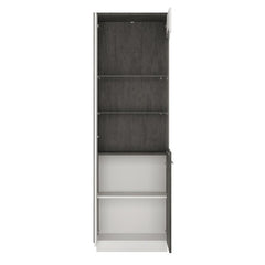Zingaro Right Handed Glass Display Cabinet in Slate Grey and Alpine White - Furniture One Shop