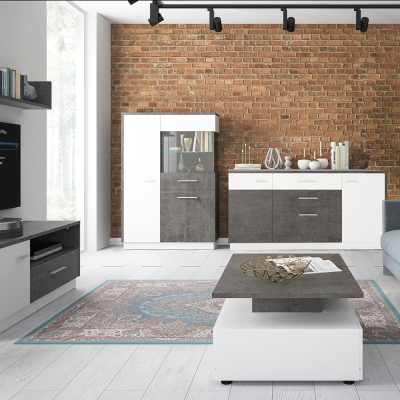 Zingaro Wide Wooden Sideboard in Slate Grey and Alpine White