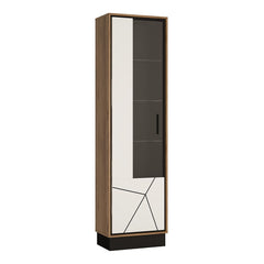 Brolo Tall Glazed Display Cabinet (LH) With the Walnut and Dark Panel Finish - Furniture One Shop