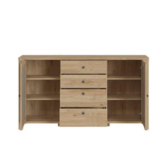 Cestino 2 Door 4 Drawer Sideboard in Jackson Hickory Oak and Rattan Effect - Furniture One Shop