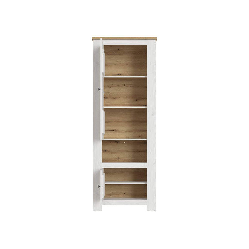 Celesto Wooden 2 Door Tall Storage Cabinet in White and Oak