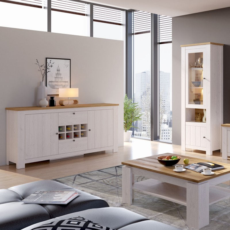 Celesto Wooden 2 Doors 2 Drawer Sideboard in White and Oak