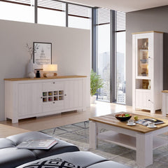 Celesto Wooden 2 Doors 2 Drawer Sideboard in White and Oak - Furniture One Shop