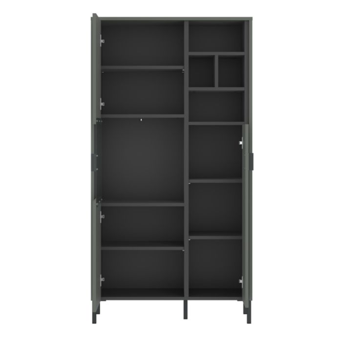 Arundel 2 Door Display Cabinet in Green/Grey - Furniture One Shop