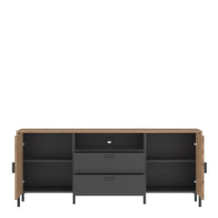 Arundel TV Cabinet 2 Door 2 Drawer 158cm Wide in Oak/Grey