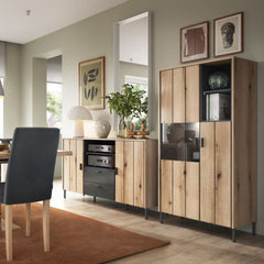 Arundel 2 Door Display Cabinet in Oak/Grey - Furniture One Shop