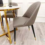 Alba Khaki Leather Dining Chairs in Pair