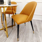 Alba Tan Leather Dining Chairs in Pair