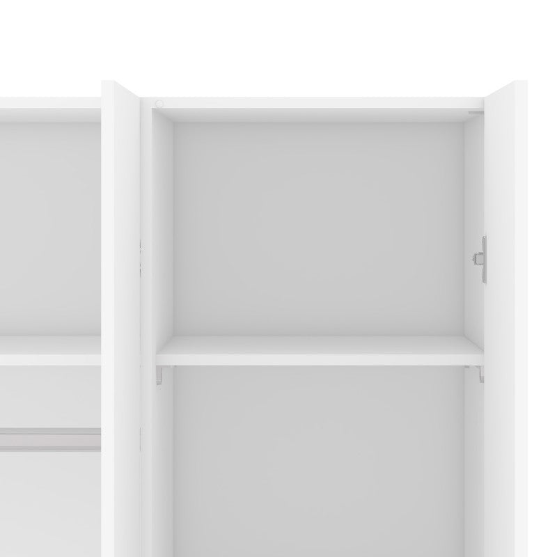 Space Wooden Wardrobe 3 Doors in White
