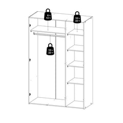 Space Wooden Wardrobe 3 Doors in White - Furniture One Shop