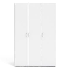 Space Wooden Wardrobe 3 Doors in White - Furniture One Shop