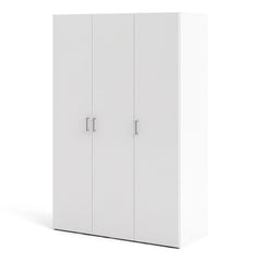 Space Wooden Wardrobe 3 Doors in White - Furniture One Shop
