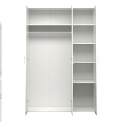 Space Wooden Wardrobe 3 Doors in White - Furniture One Shop