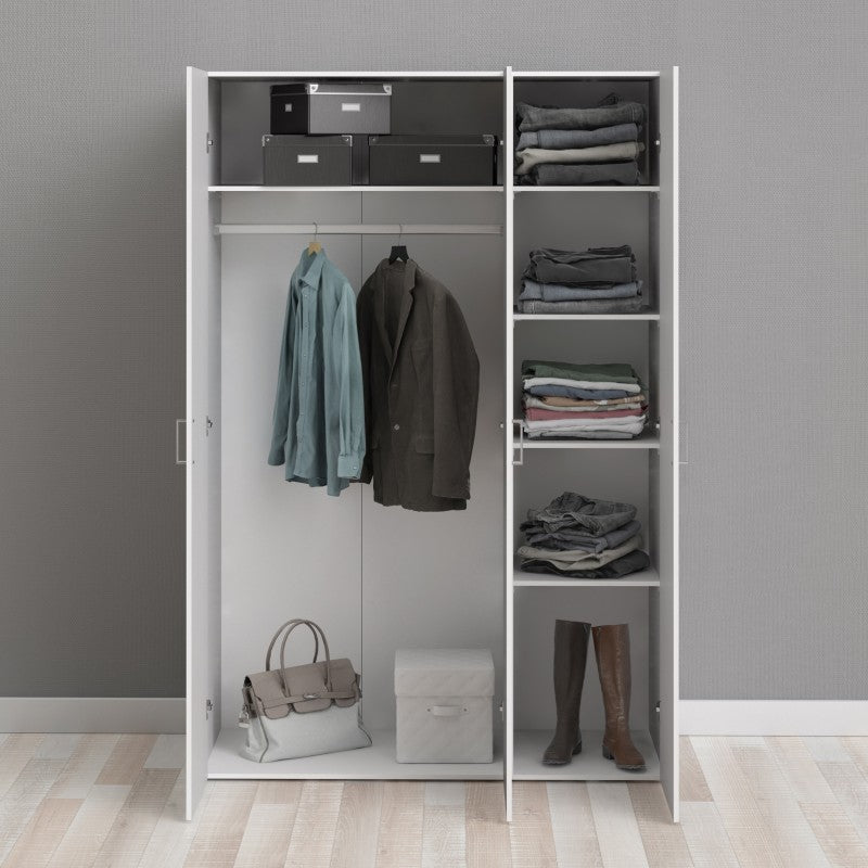 Space Wooden Wardrobe 3 Doors in White