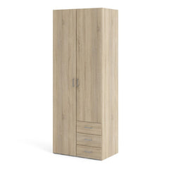 Space Wooden Wardrobe 2 Doors 3 Drawers in Oak - Furniture One Shop