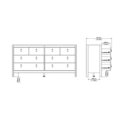 Barcelona Double Dresser 4+4 Drawers in Matt Black - Furniture One Shop