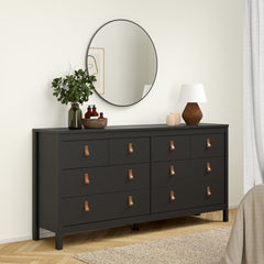 Barcelona Double Dresser 4+4 Drawers in Matt Black - Furniture One Shop