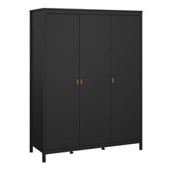 Barcelona Wardrobe with 3 Doors in Matt Black - Furniture One Shop