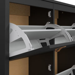 Barcelona Shoe Cabinet 4 Flip Down Doors in Matt Black - Furniture One Shop